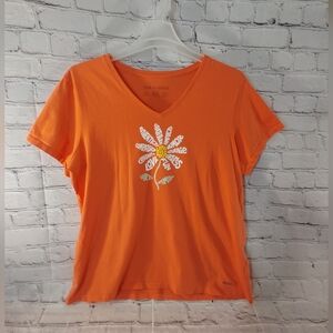 Life is Good Womens Art of Optimism Crusher V Neck Orange XXL Tee